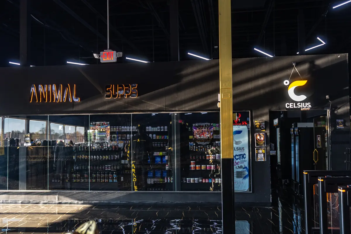 Animal Supps storefront inside the gym