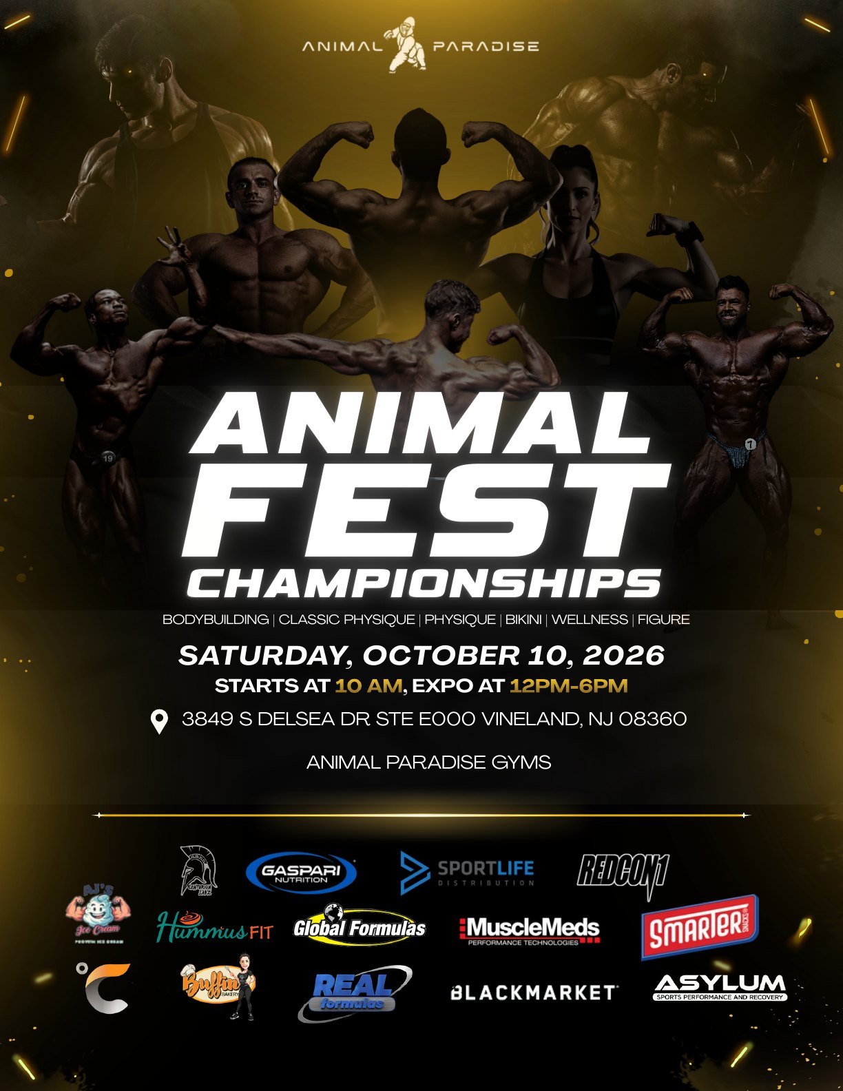 Animal Fest Championships bodybuilding show, October 10, 2026